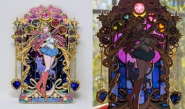 Sailor Moon Jumbo 5.5&quot; Stained Glass Window Gold Enamel Pin on Pin Anime Figure - £234.54 GBP