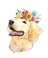 Flower Crown Golden Retriever Sticker - $81.78 MXN