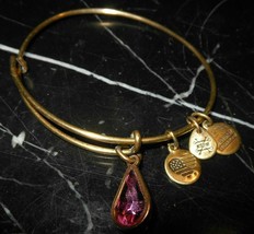 Alex And Ani Amethyst Birthstone Charm Copper Gold Bracelet Bangle - $16.83