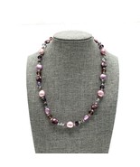 Necklace Purple Violet Acrylic Bead Faux Pearl 16&quot; - 19” - £16.80 GBP