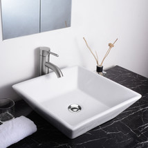 Bathroom Vessel Sink Porcelain Ceramic Countertop Vanity Basin Pop Up Drain - £97.97 GBP