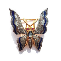 Victorian 3.00ct Rose Cut Diamond Blue Sapphire Butterfly Wedding Brooch... - £505.35 GBP