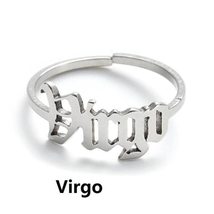 New for Women Men Open Design Stainless Steel Letter Leo Aries Zodiac Ring 12 Co - £7.91 GBP