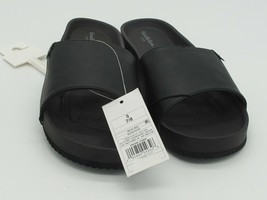 Goodfellow &amp; Co. Ryler Mens S (7/8) Faux Black Leather Slide Sandals - $18.80
