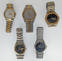 Lot of 5 Pulsar Men&#39;s Quartz Dress Watches V533 V532 V733 Metal 90s AS IS - £50.80 GBP