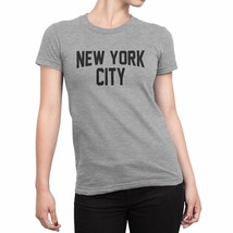 Ladies New York City T-Shirt Gray Black NYC Tee Womens - $11.99