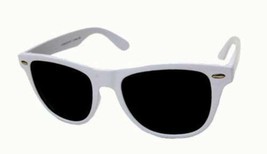 Wayfare Style Sunglasses White Super Dark Lens Classic 80s Retro Vintage 100%UV - £6.10 GBP