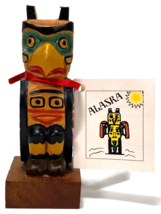 Eagle Totem Pole Hand Carved Wood Figure, Ornament, Statue - 4.25&quot; - NWT - $23.38