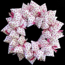 Pink Ribbon Breast Cancer Awareness Door Decor Wreath Decorative Gift - £38.36 GBP