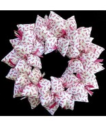 Pink Ribbon Breast Cancer Awareness Door Decor Wreath Decorative Gift - £37.75 GBP