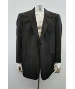 HUGO BOSS Mens Virgin Wool Blend Single Breast Suit Jacket Black Striped... - $34.65