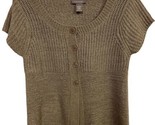 Kenar Women Cardigan Sweater Brown Size  L Neutral Comfy Short Sleeved - £19.86 GBP