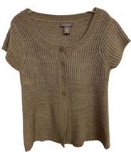 Kenar Women Cardigan Sweater Brown Size  L Neutral Comfy Short Sleeved - £19.80 GBP