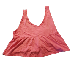 Abound NWT Women&#39;s Large Pink Babydoll Cropped Tank Top Ruffle Hem Summer Crop - £7.81 GBP