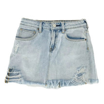 Distressed Raw Cut Off Frayed Hem Mini Light Jean Skirt Pacsun Womens Si... - $11.37