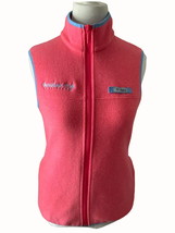 Columbia PFG mock neck sleeveless fleece full zip pockets coral blue ves... - $24.03