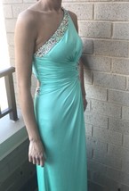 Clarisse Aqua One Shoulder Beaded Formal Prom Sweet 16 Dress Sz 2 Preowned - £179.23 GBP