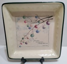 Square Christmas Dish 10&#39;&#39; Branch Christmas Bulbs Ceramic Charles Dickens Quote - £22.08 GBP