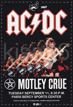 AC/DC / MOTLEY CRUE 22 x 32 / Sept 11, 1984 PARIS FRANCE Custom Concert ... - $45.00