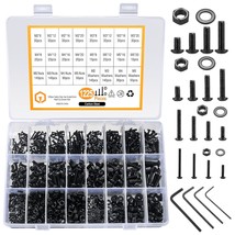 1225 Pcs M2 M3 M4 M5 Hex Button Socket Head Cap Screws Bolts Nuts, 1225B... - $29.76
