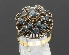 14K GOLD - Vintage Sapphire Floral Victorian Cocktail Ring Sz 7 - GR126 - £382.23 GBP