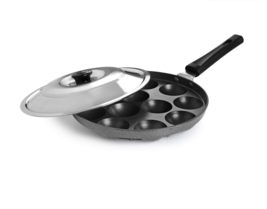 Appam maker Patra Single Handle with Stainless Steel Lid Non-Stick 12 Cavity - £54.69 GBP