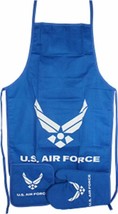 Blue USAF Air Force Wings BBQ Barbeque Apron Cook Set - £32.15 GBP