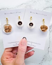 miniature food clay earrings, cookie clay earrings, coffee clay earrings - £43.95 GBP