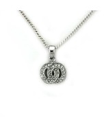 16 Inch Rhodium Plated Double Circle Pendant Necklace with Clear Crystal - £8.30 GBP
