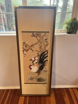 Chinese Silk Painting Rooster Antique 19th Century  - £881.42 GBP