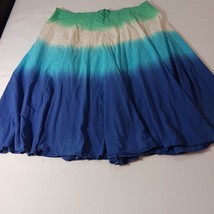 NY Collection Women's Multicolor Cotton Gathered Drawstring Pull-On Skirt Size L image 6