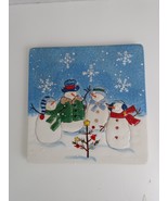 St Nicholas Square &quot;Button Up&quot; Snowman Christmas Trivet Wall Hanging 7x7... - £8.36 GBP
