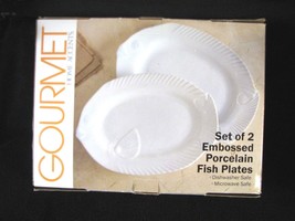 Home Accents Fish Serving Platters Embossed Gourmet Porcelain Set of 2 - £23.69 GBP