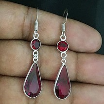925 Sterling Silver Glass Ruby Bezel Earrings For Women Fine Jewelry BES-1017 - £17.66 GBP
