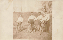 Young Men &amp; Child With BICYCLES~1910s Real Photo Postcard - £10.00 GBP
