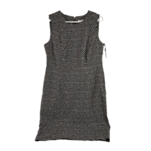 Calvin Klein Short Sleeve Sheath Dress Womens 14 Zip Back Black &amp; White Dots NWT - £46.38 GBP