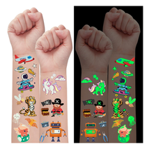 PARTYWIND Luminous Temporary Tattoos for Kids, Waterproof Fake Tattoos Stickers  - £7.47 GBP