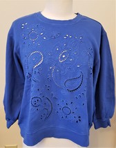 Johnny Was Dani Tonal Embroidered Sweatshirt and Jogger Set Sz-L Lapis - £235.34 GBP