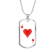Jack of Hearts Necklace Stainless Steel or 18k Gold Dog Tag 24&quot; Chain - £38.16 GBP+