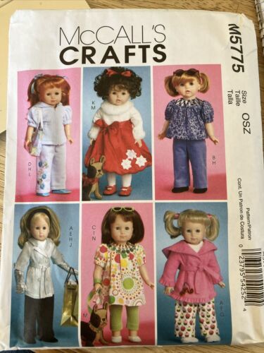 McCall's Crafts Sewing Pattern M5775 Size 18" Tall Doll Clothes Wardrobe Uncut - $13.09