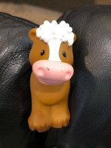 Fisher Price Little People Farm Brown Cow White Spots Pink Nose #2 - $5.45