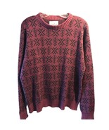 Alps Vintage Men’s M Red Geometric Long Sleeve Pullover Cotton Sweater - $24.75