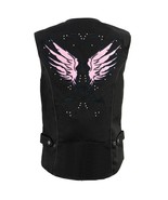 Ladies Motorcycle Vest Black/Pink Textile Wing Embroidery Vest SH1955 - €59,91 EUR+