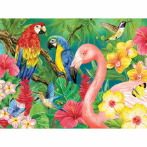 FRAMED CANVAS ART PRINT tropical flower exotic birds flamingo parrot hummingbird - £31.64 GBP+