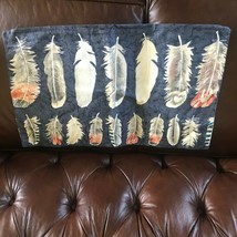 Gently Used Ikea Maylinn Blue 50% Cotton Ramie w Bird Feathers Throw Pillow Cove - £10.25 GBP