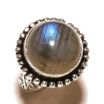 Shiny Labradorite Cabochon Gemstone 925 Silver Overlay Handmade Ring US-6.5 - £8.01 GBP