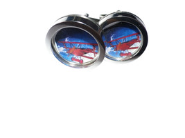 Red Biplane cufflinks, nostalgic, presentation box, gift wrapp, free shi... - $37.50