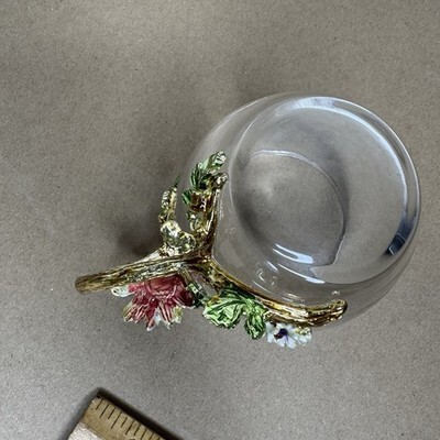 Enamel Flower Glass Coffee Mugs Tea Cup with Steel Spoon Floral Item image 13