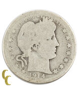 1914-S Barber Silver Quarter 25c (AG) About Good Condition  - $104.89 CAD
