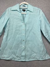 Talbots Coastal Irish Linen Button Up Shirt Womens Petite 2 Beach Summer - £31.56 GBP